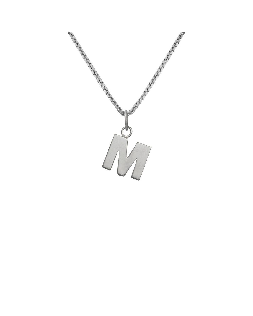 Edge Only Metallic Letter Pendant "M" Initial Necklace Sterling for men