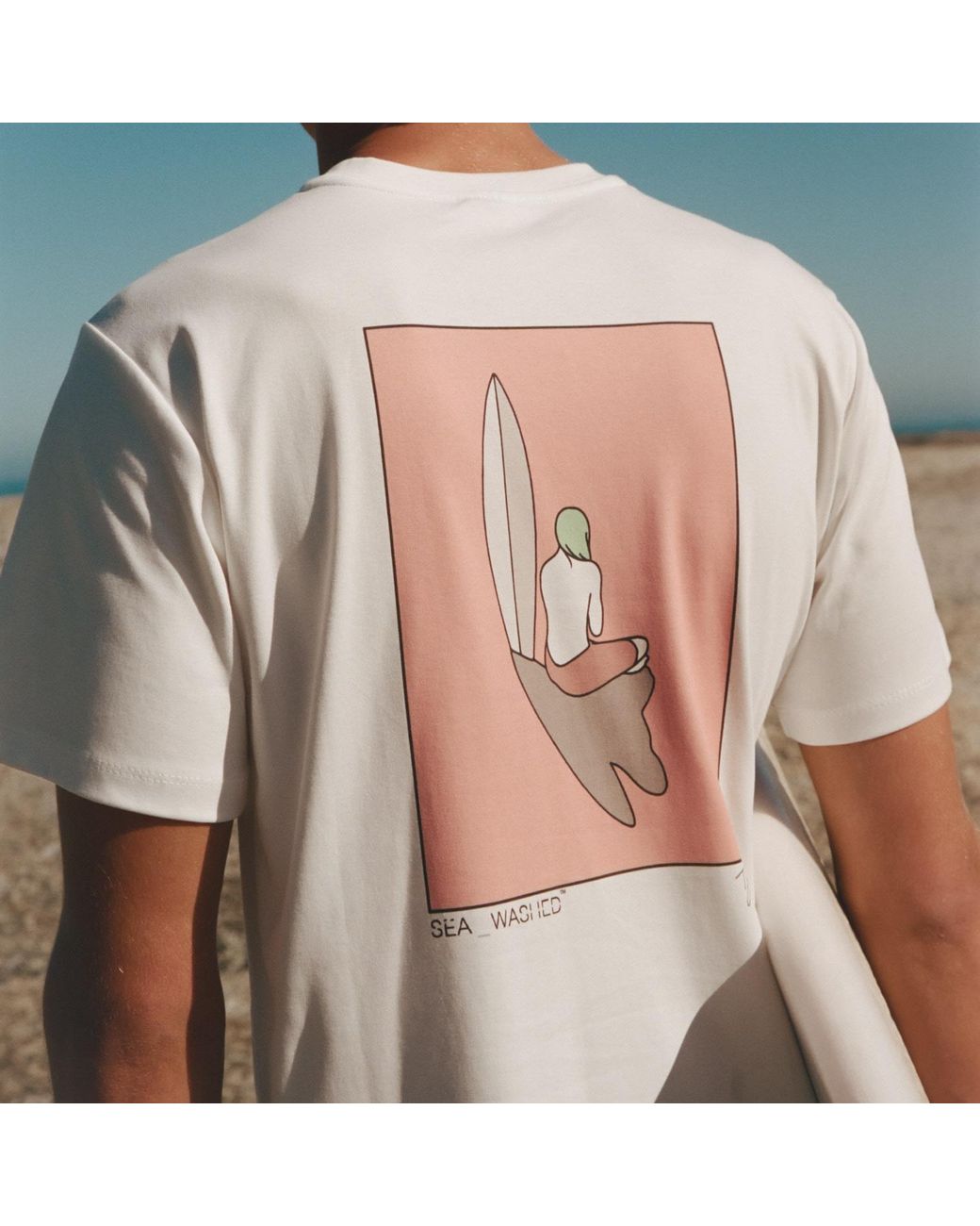 Sea_Washed White Sea Washed X Tom Jean Webb Surf Girl Tee for men