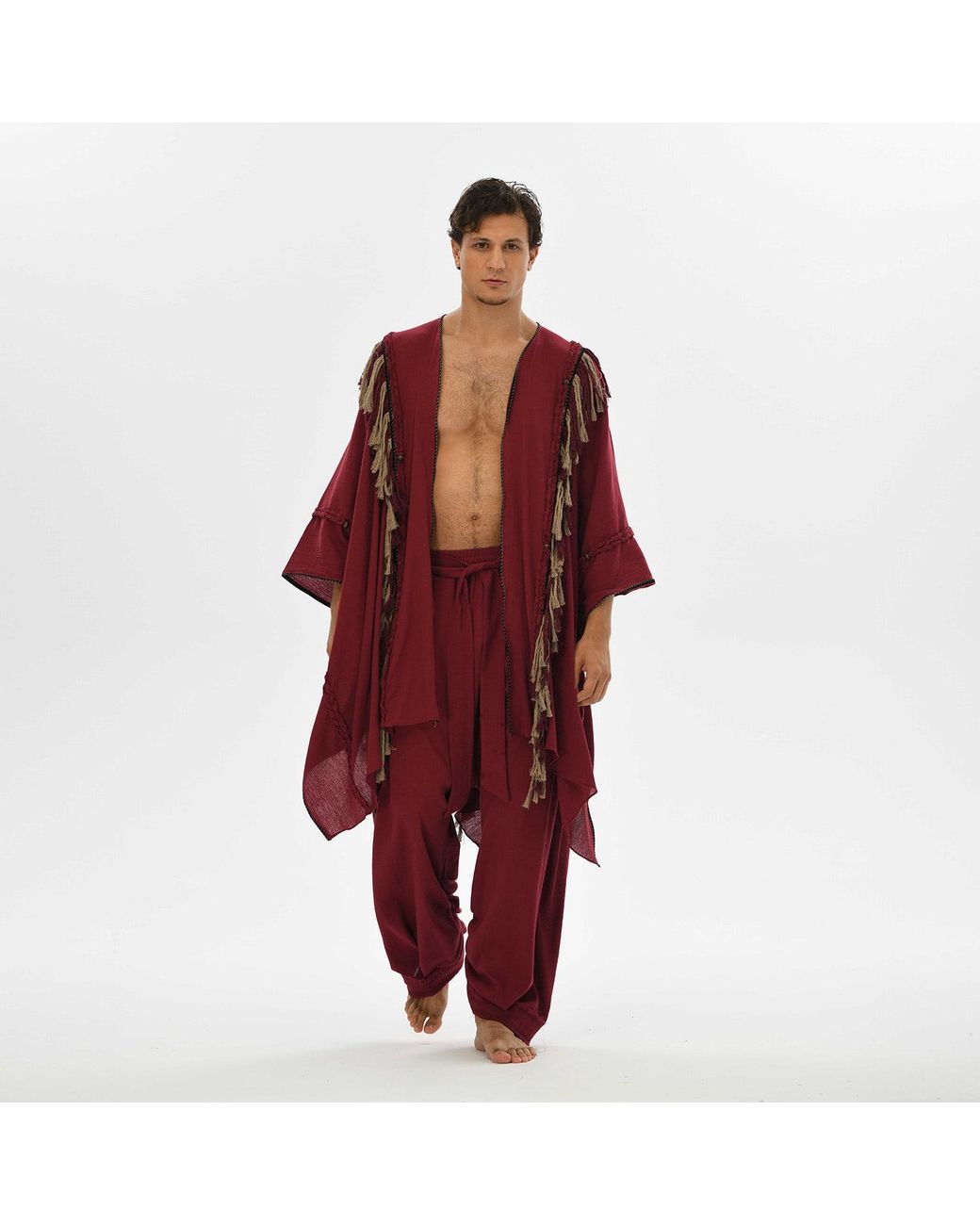 Zhenabia Red Sidra Poncho