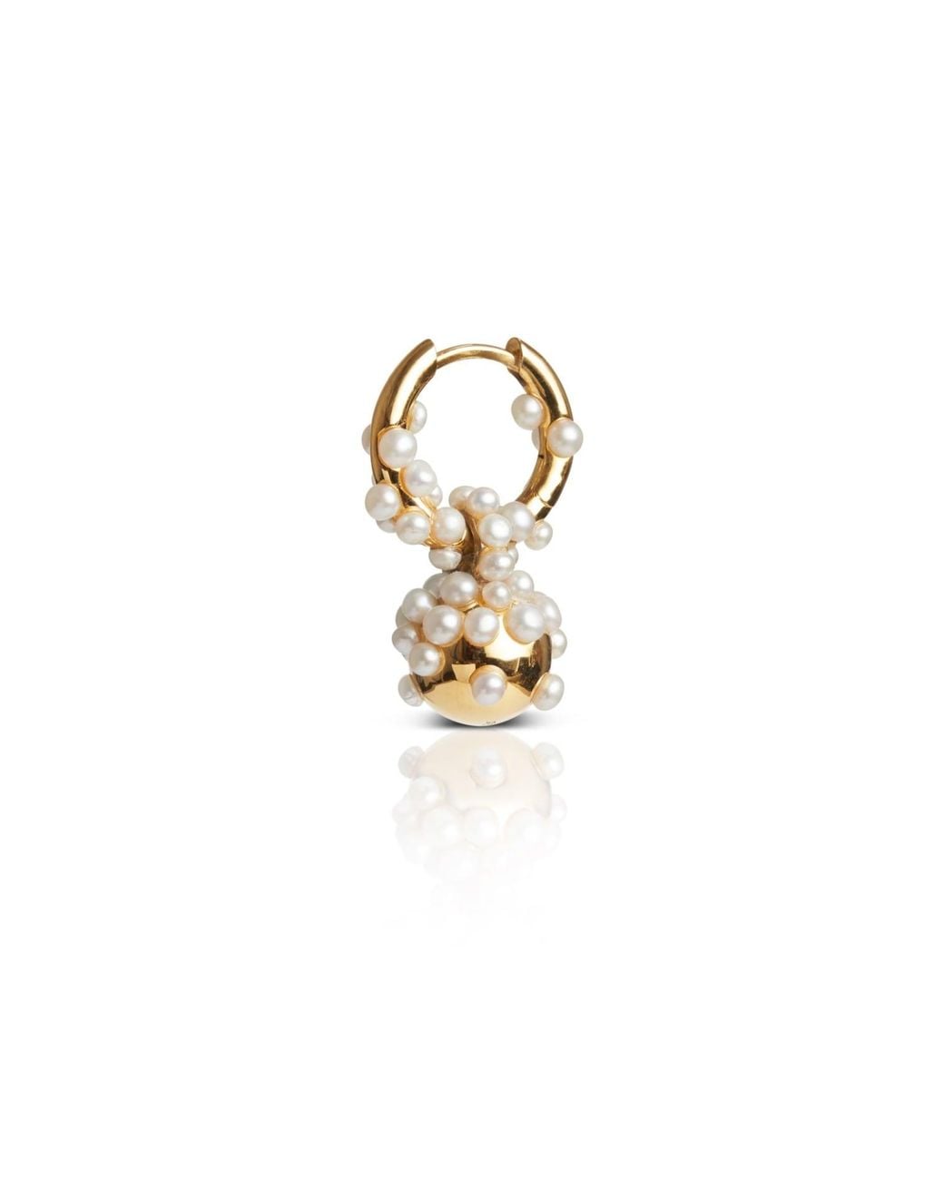 Kasun Metallic Pearl Droplet Hoop Earring Vermeil