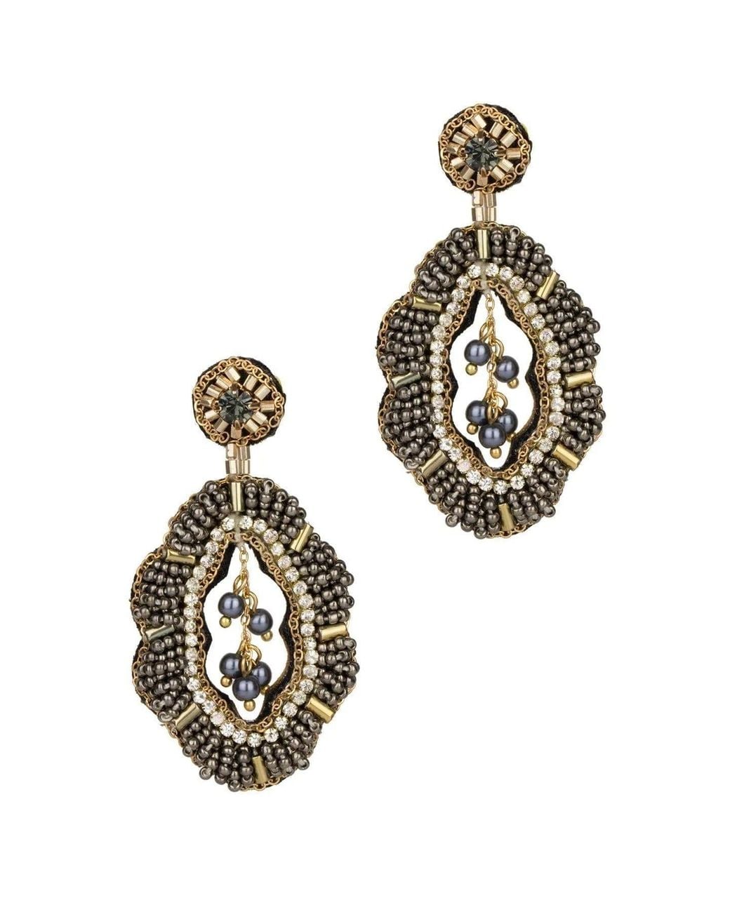 Saachi Metallic Rococo Beaded Statement Earring