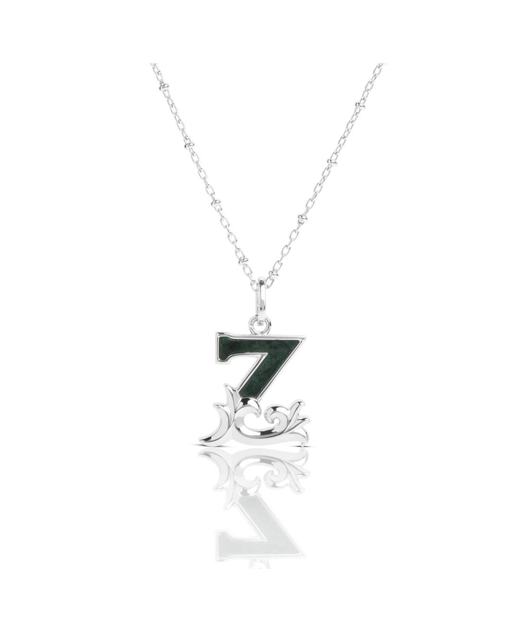 Kasun White Solid Z Initial Necklace With Marble