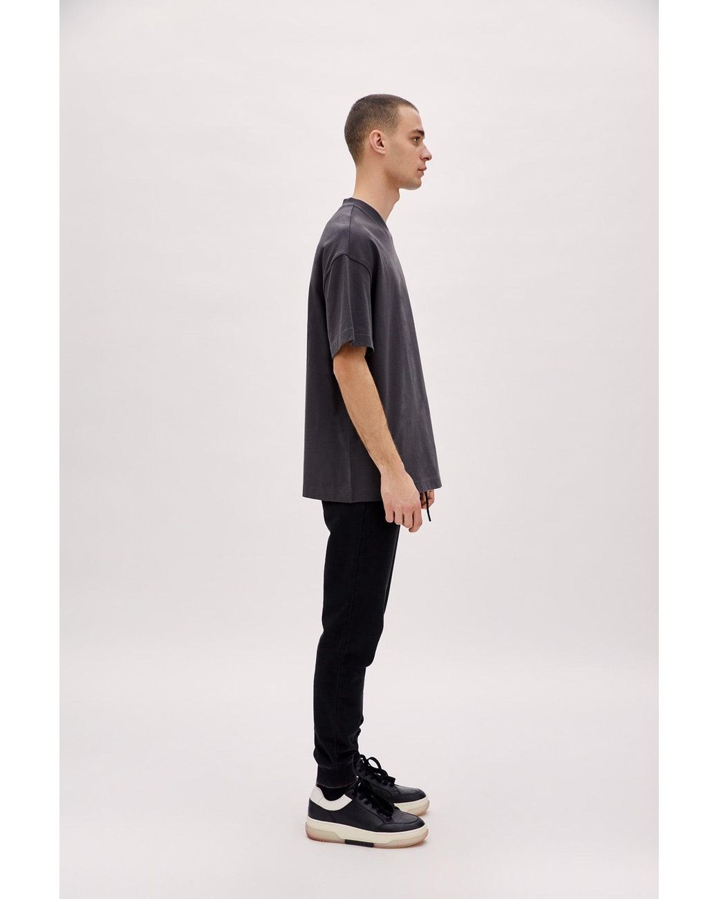 Pcfg Blue Oversized Tee With Emboss Detail for men