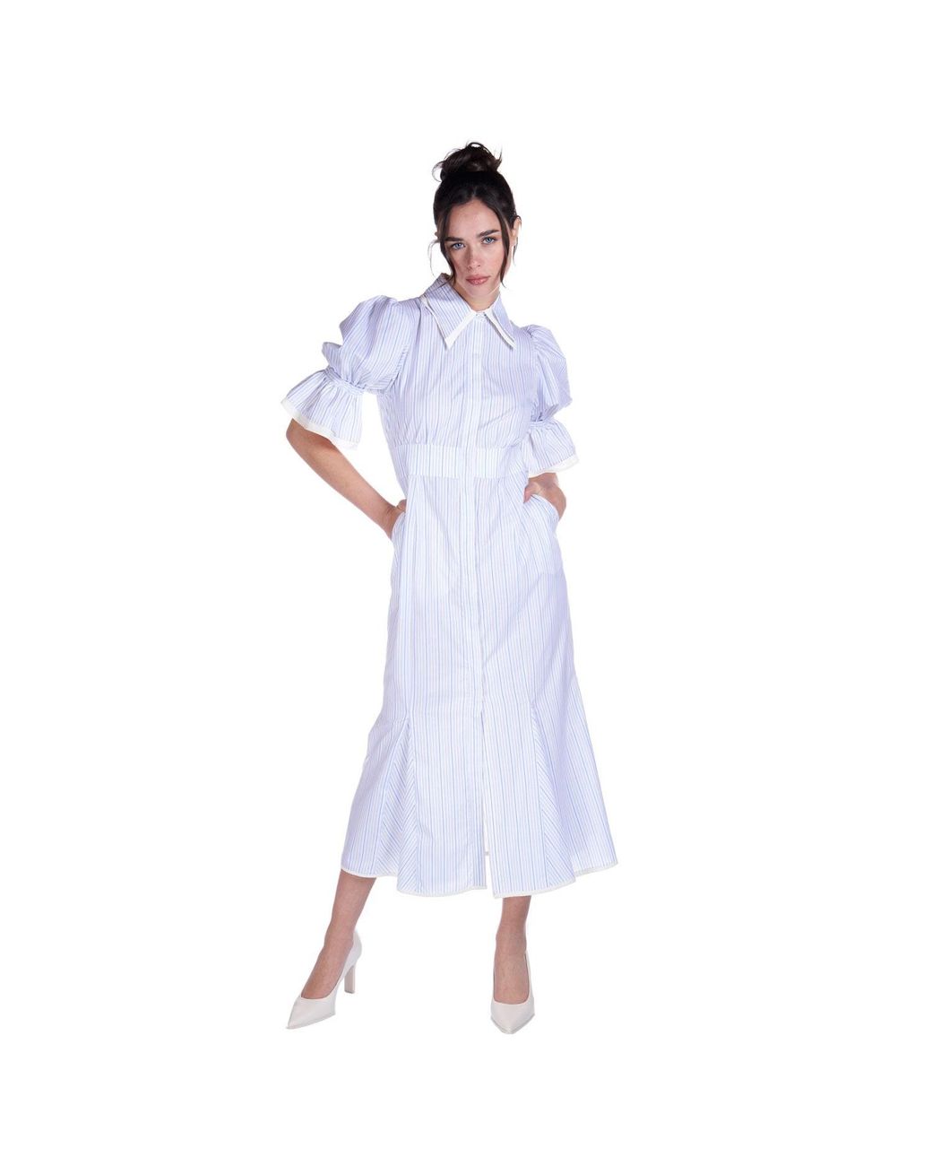 Sofia Tsereteli Purple Cotton Midi Chemise