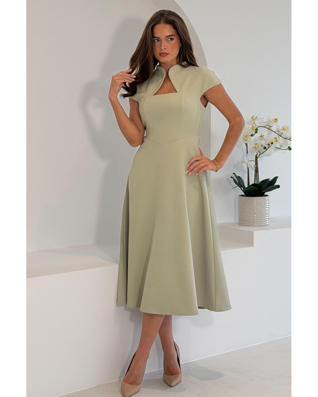 Girl In Mind Green Amora Midi Dress Sage