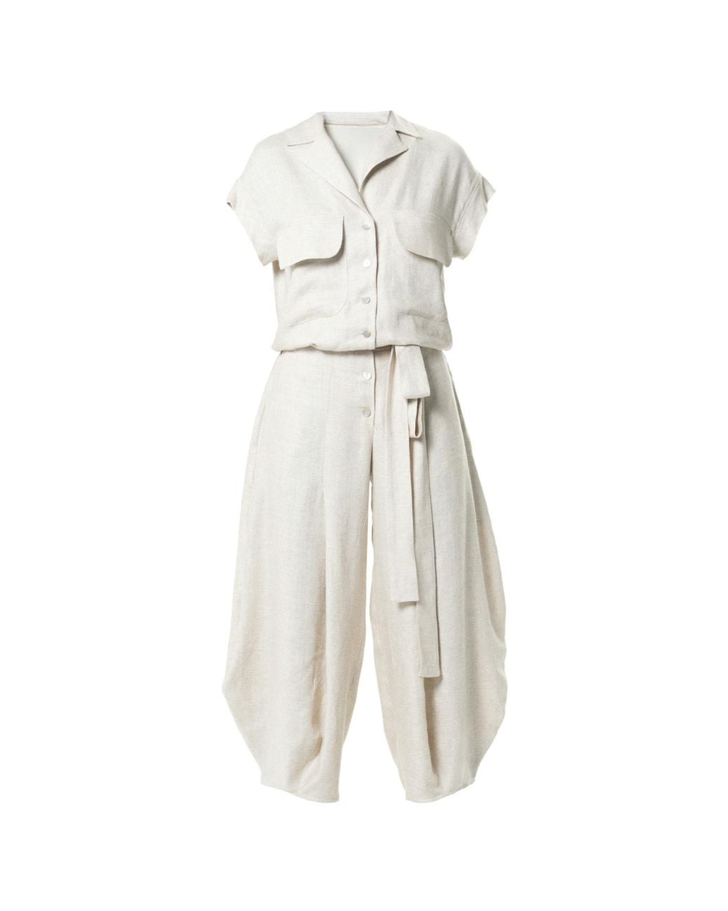Metamorph White Neutrals Relaxed Jumpsuit With Linen