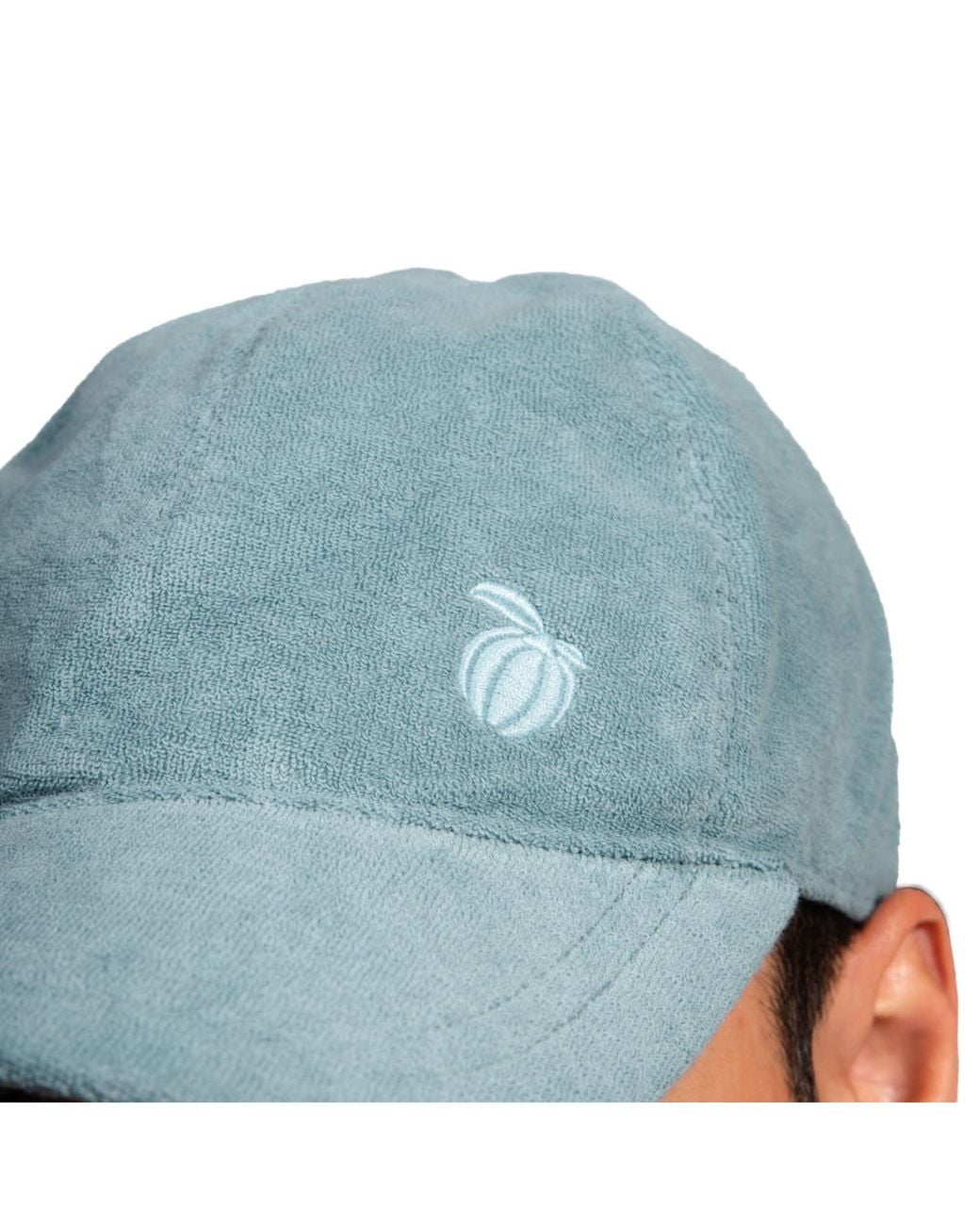Maison Tangerine Blue Terry Cotton Baseball Cap Sea Moss for men