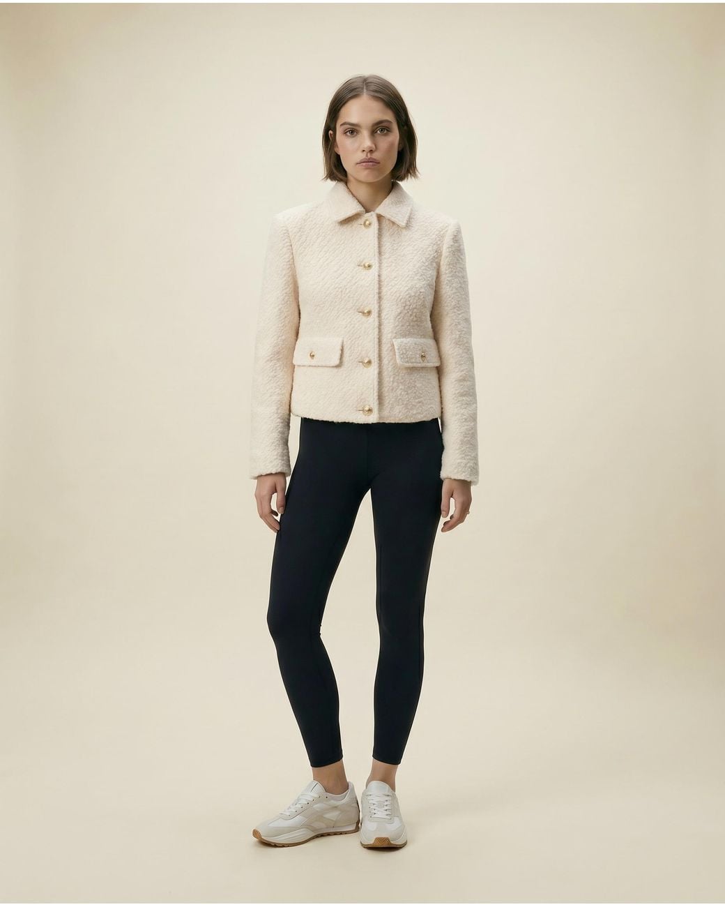 ROAV Natural Neutrals Short Cream Wool Blend Bouclé Jacket
