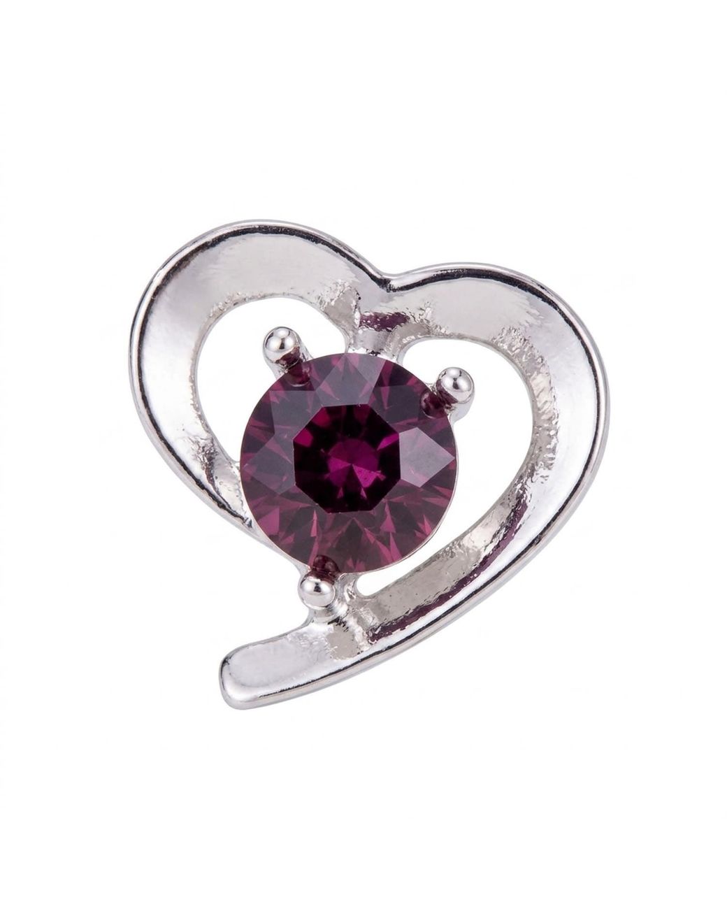 Modenaire Purple Heart Shaped Stud Earrings Elegant Gem Accent