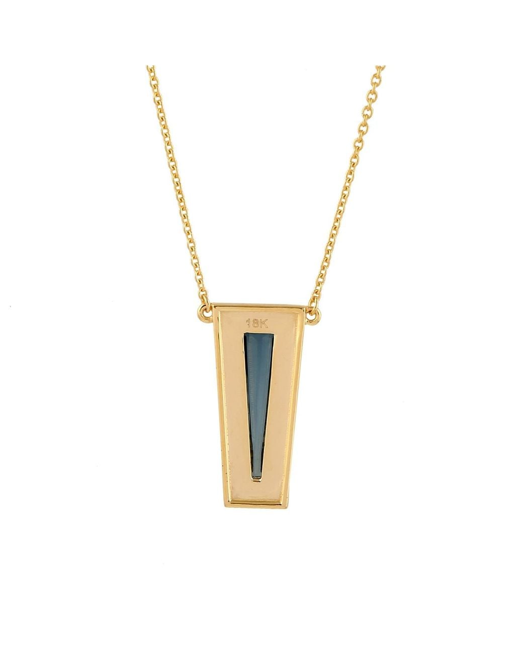 Artisan White 18k Yellow Gold With Pave Diamond & Baguette Topaz Bezel Set Necklace Handmade