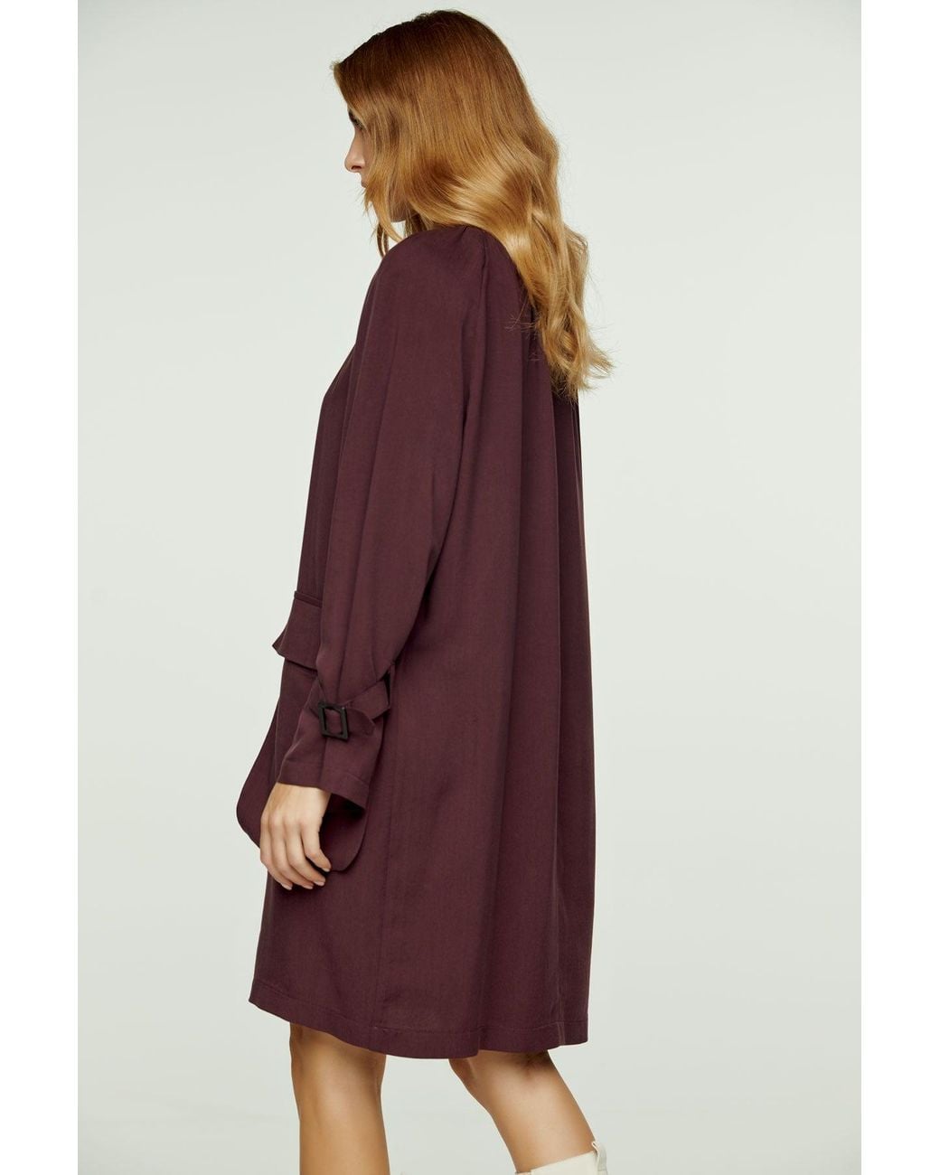 Conquista Purple Burgundy Pocket Detail Tencel Dress