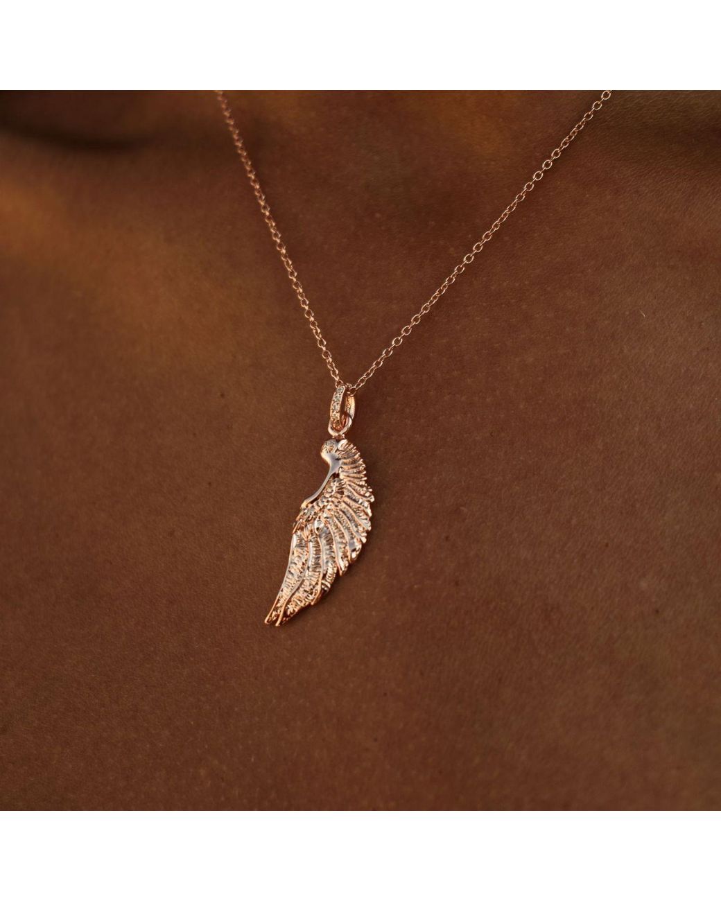Seven Saints Metallic Angel Wing Necklace, Over Sterling