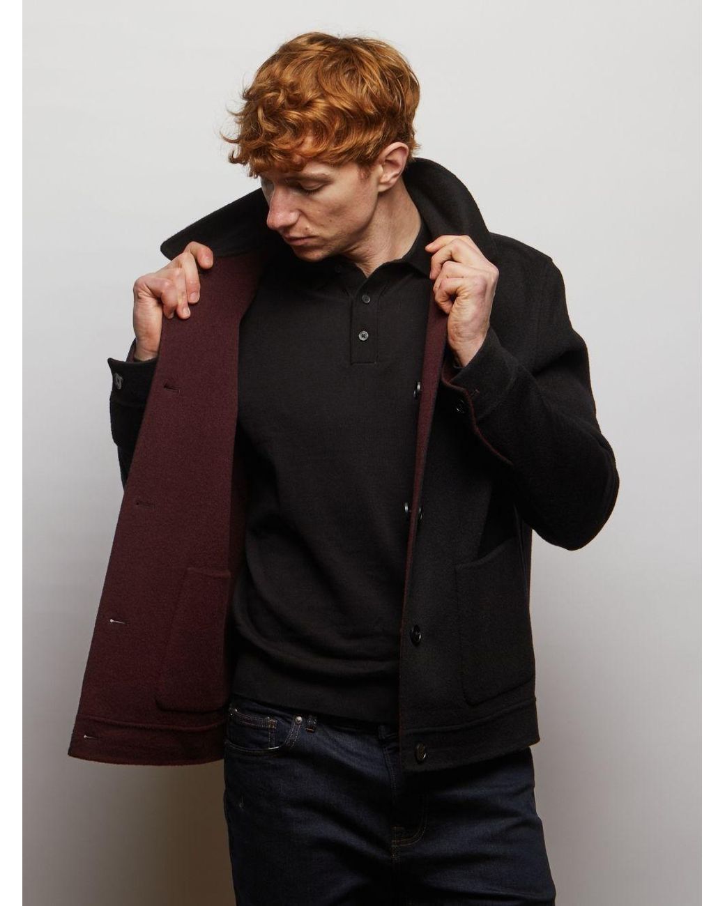 Guards London Purple Irish Reversible Wool Blend Jacket for men