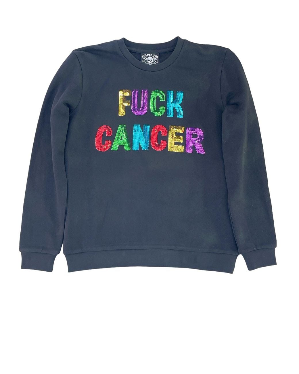 Any Old Iron Blue Fuck Cancer Sequin Sweatshirt for men