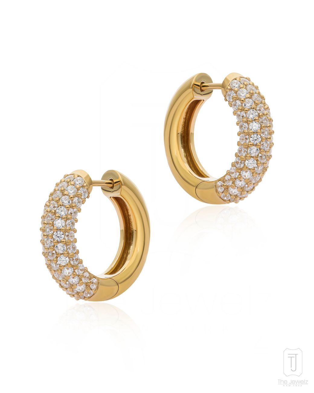 The Jewelz Metallic 'Trinity Glow' 925 Huggies Earrings