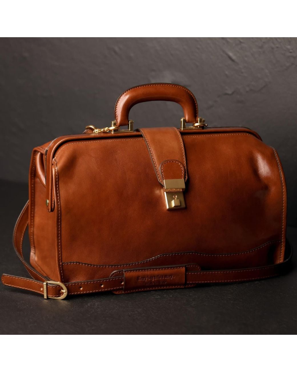 Time Resistance Brown Small Leather Doctor Bag For