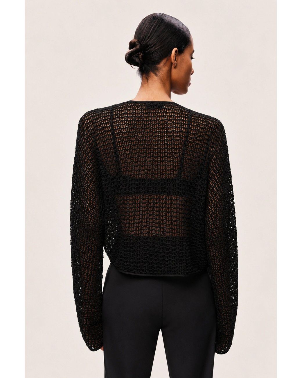Nocturne Black Wrap Mesh Blouse