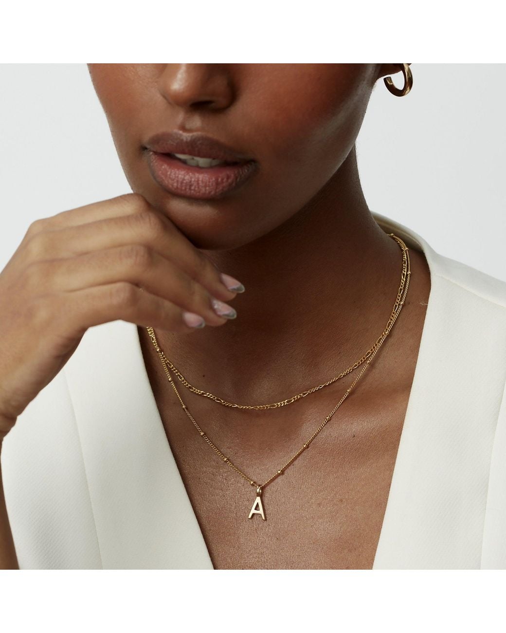 Muru Metallic Letter Necklace With Bead Chain
