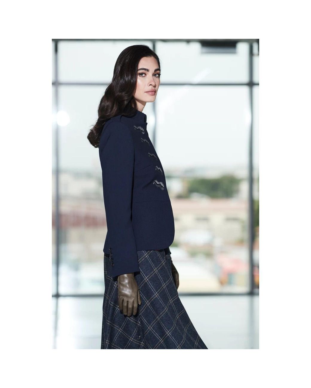 The Extreme Collection Blue Blazer With Mandarin Collar Extreme Prive