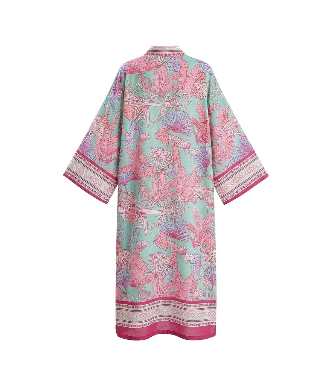 LOVEIST STORE Purple Agua Botanical Printed Kimono
