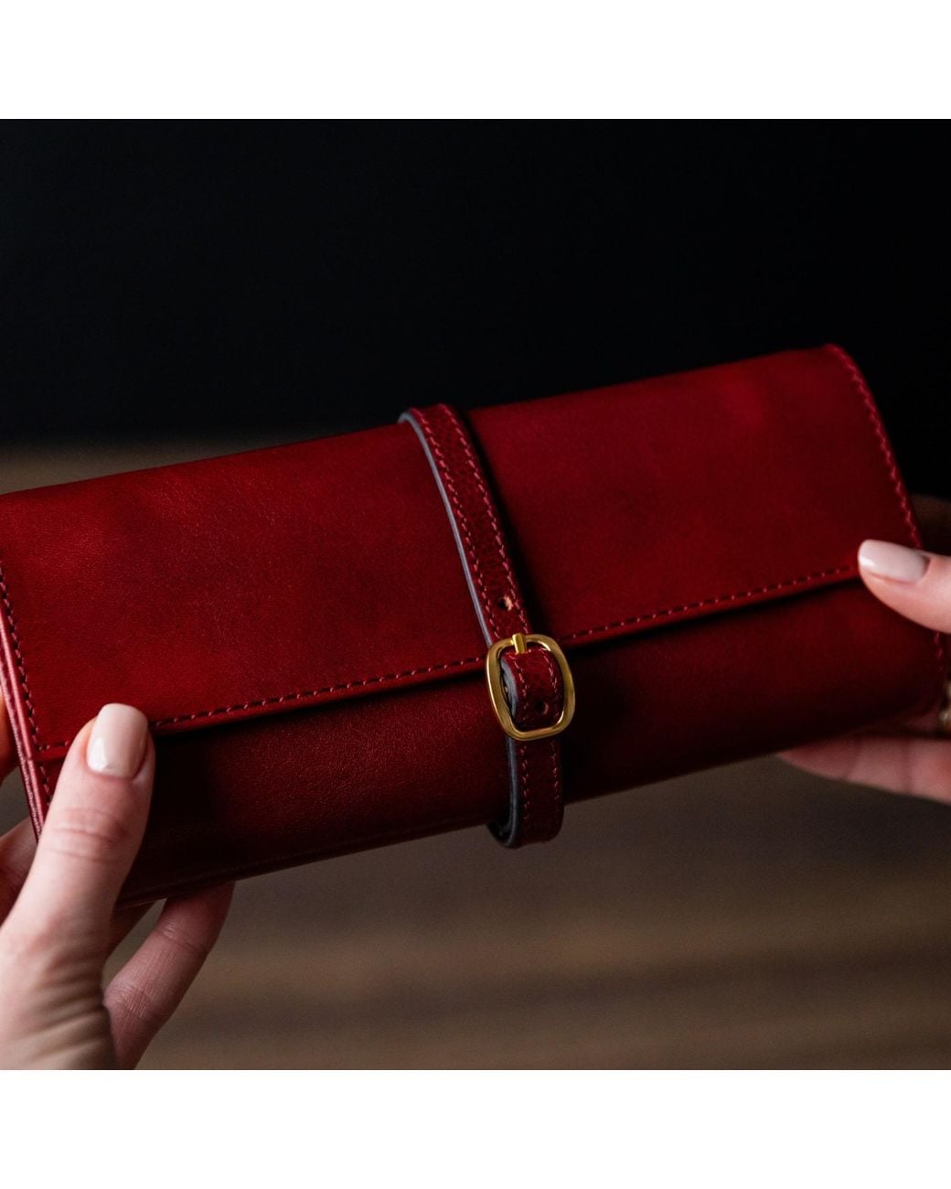 Time Resistance Red Leather Jewelry Case