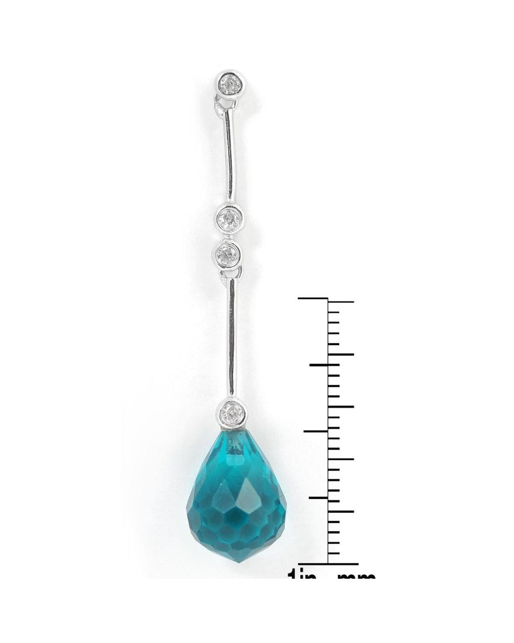 Genevive Jewelry Blue Sterling Plated With Topaz Cubic Zirconia & Pear Shape Long Drop Earrings