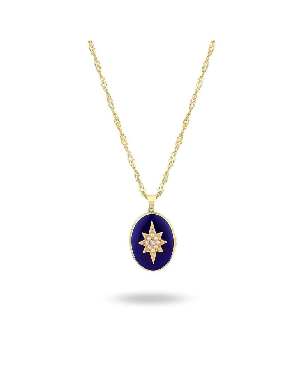 LINYA JEWELLERY White Enamel Pole Star Locket