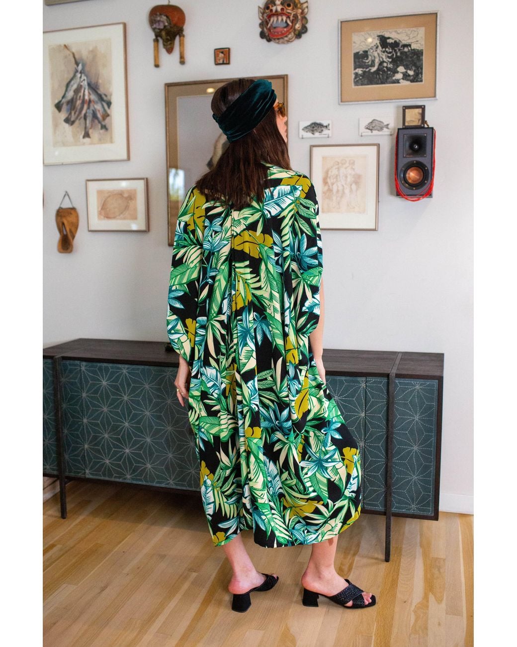 Jennafer Grace Green Canopy Noir Caftan