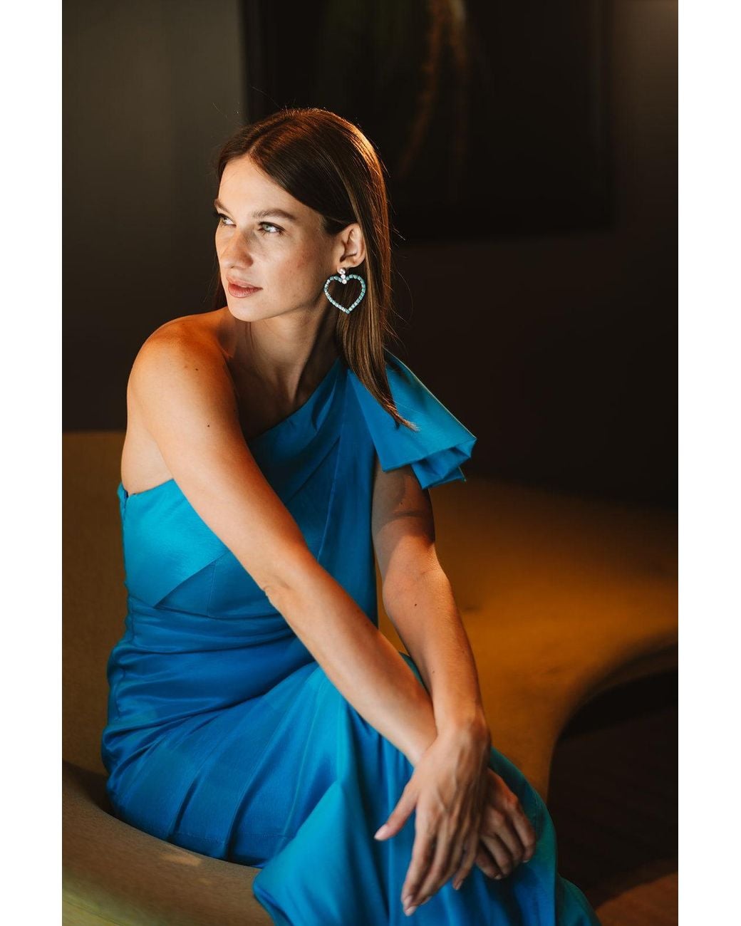 The Pink Reef Blue Big Love Rhinestone Earring