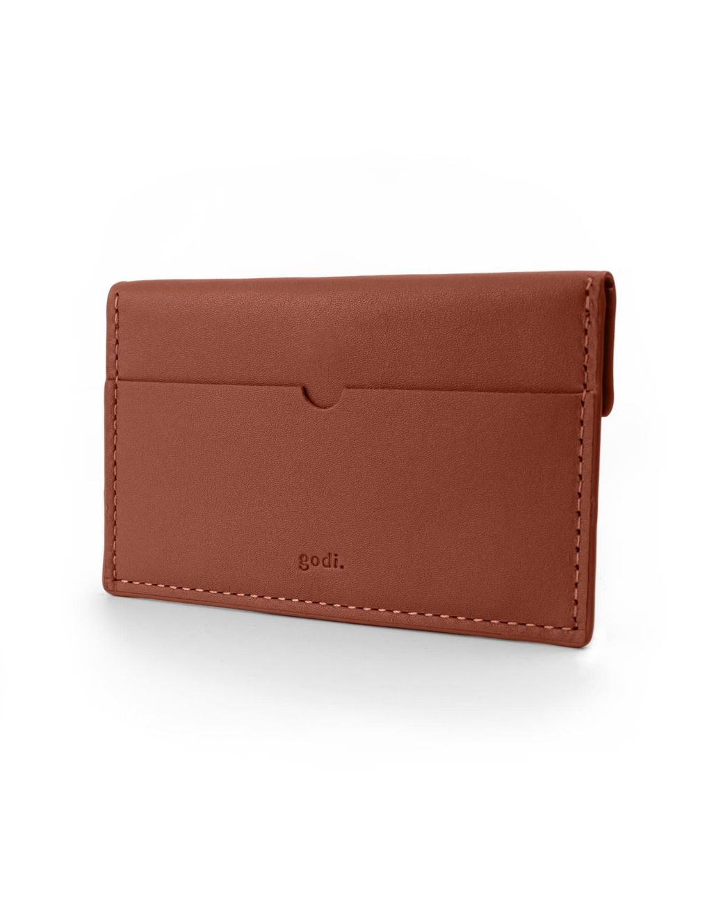 godi. Brown Compact Leather Coin And Card Holder for men
