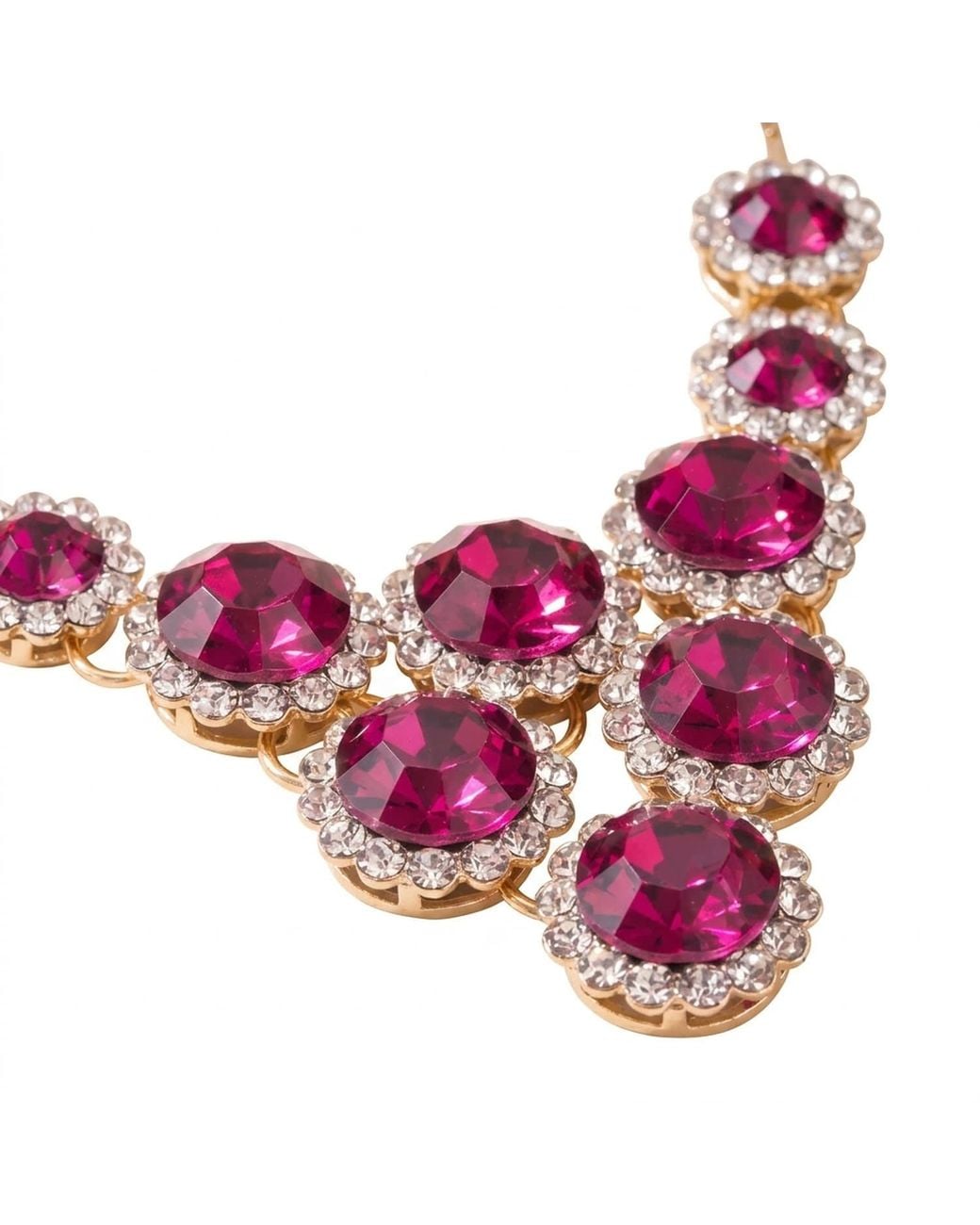 Modenaire Pink Elegant Tone Necklace And Dangle Earrings Set