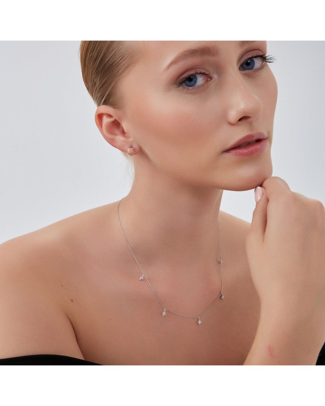 Spero London White Sterling High Quality Round Opal Earrings