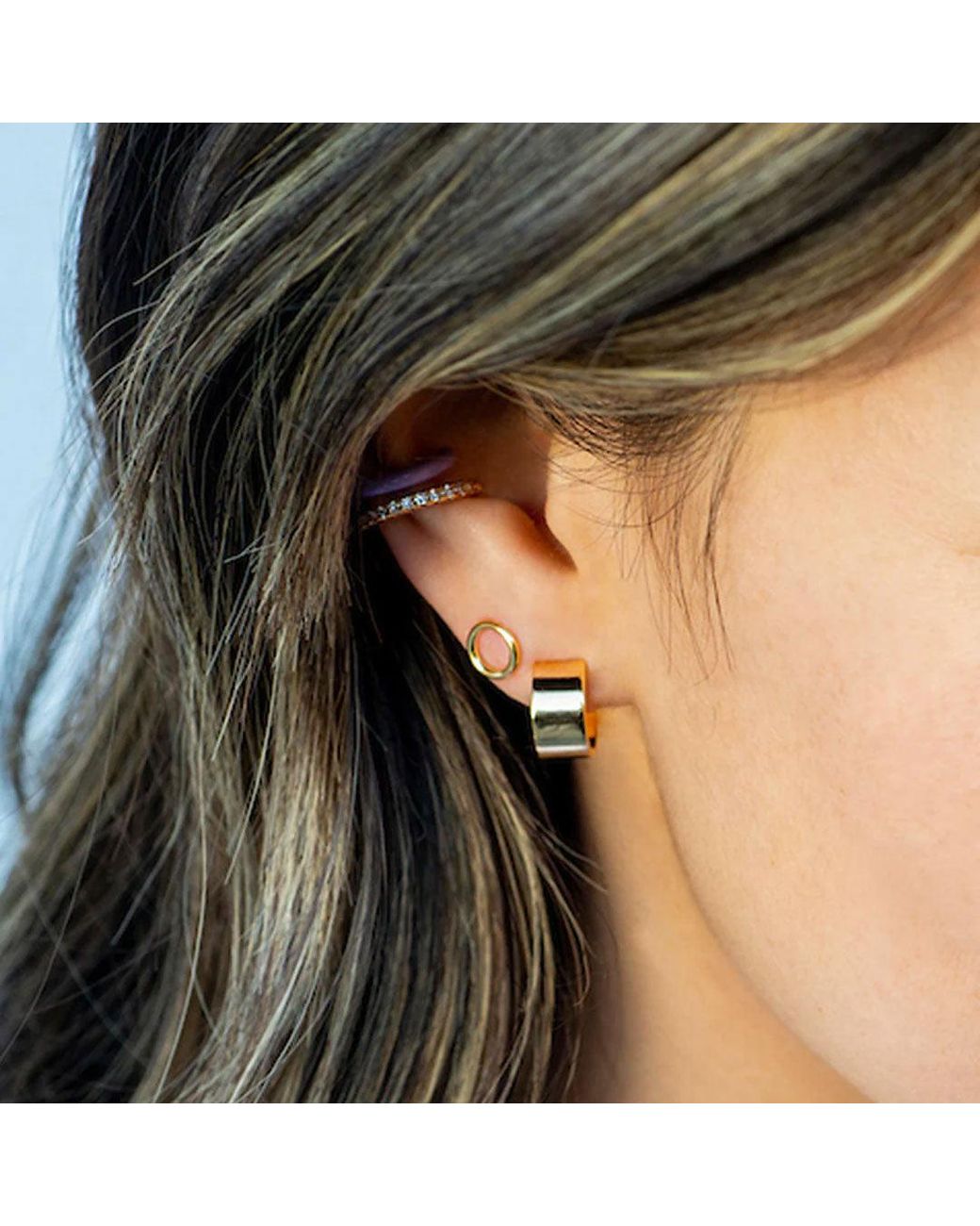 Kris Nations Metallic Wide Hinged Huggie Hoop Earrings Vermeil