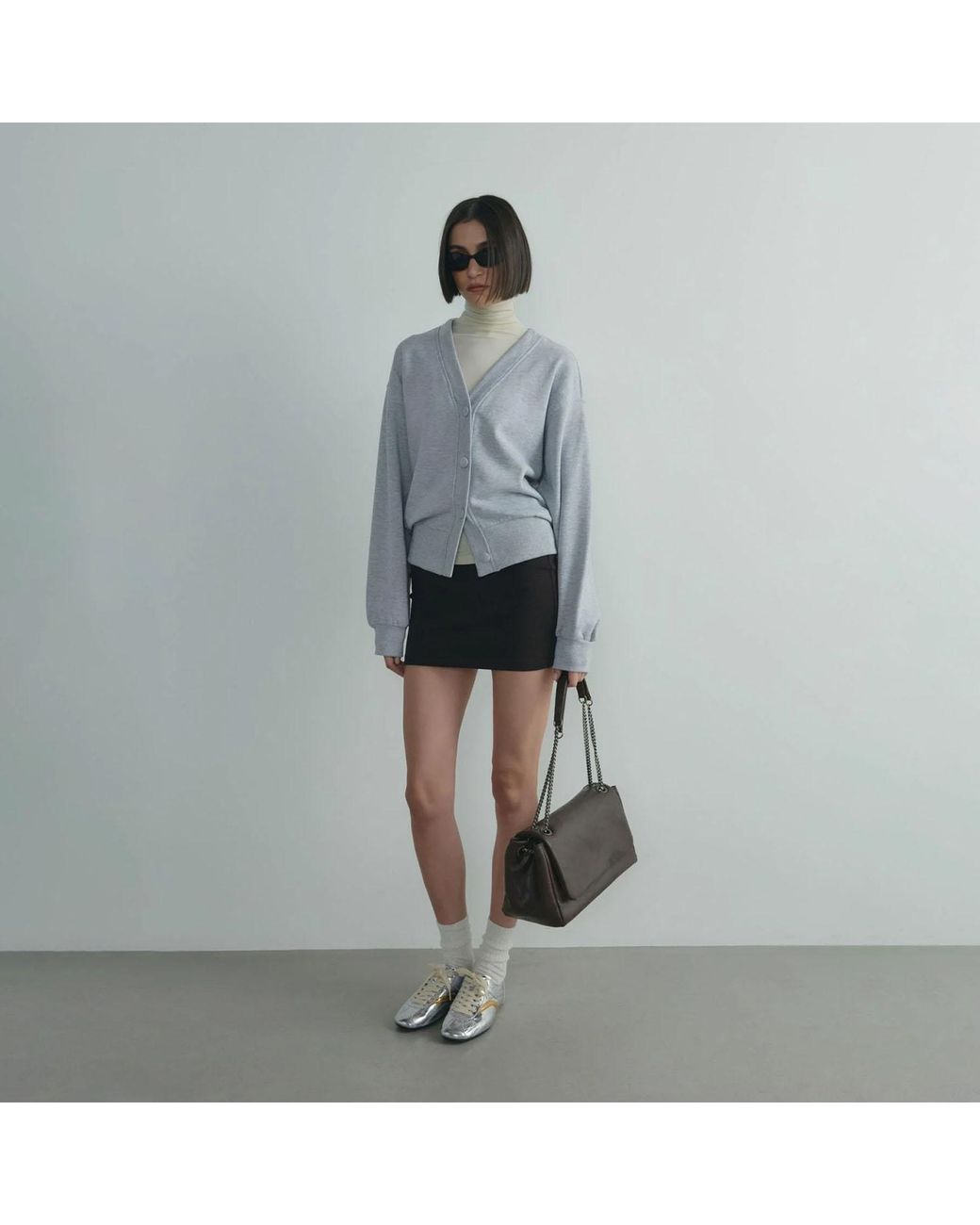 Sd Collection Black Dark Milan Chain Leather Bag