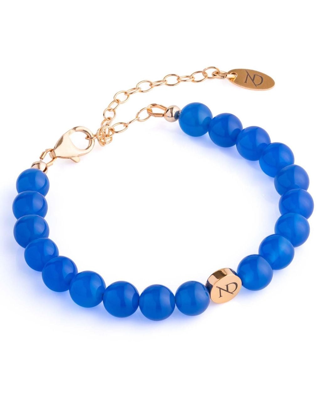 N'damus London Blue Adjustable Agate Gemstone Bracelet & Chain