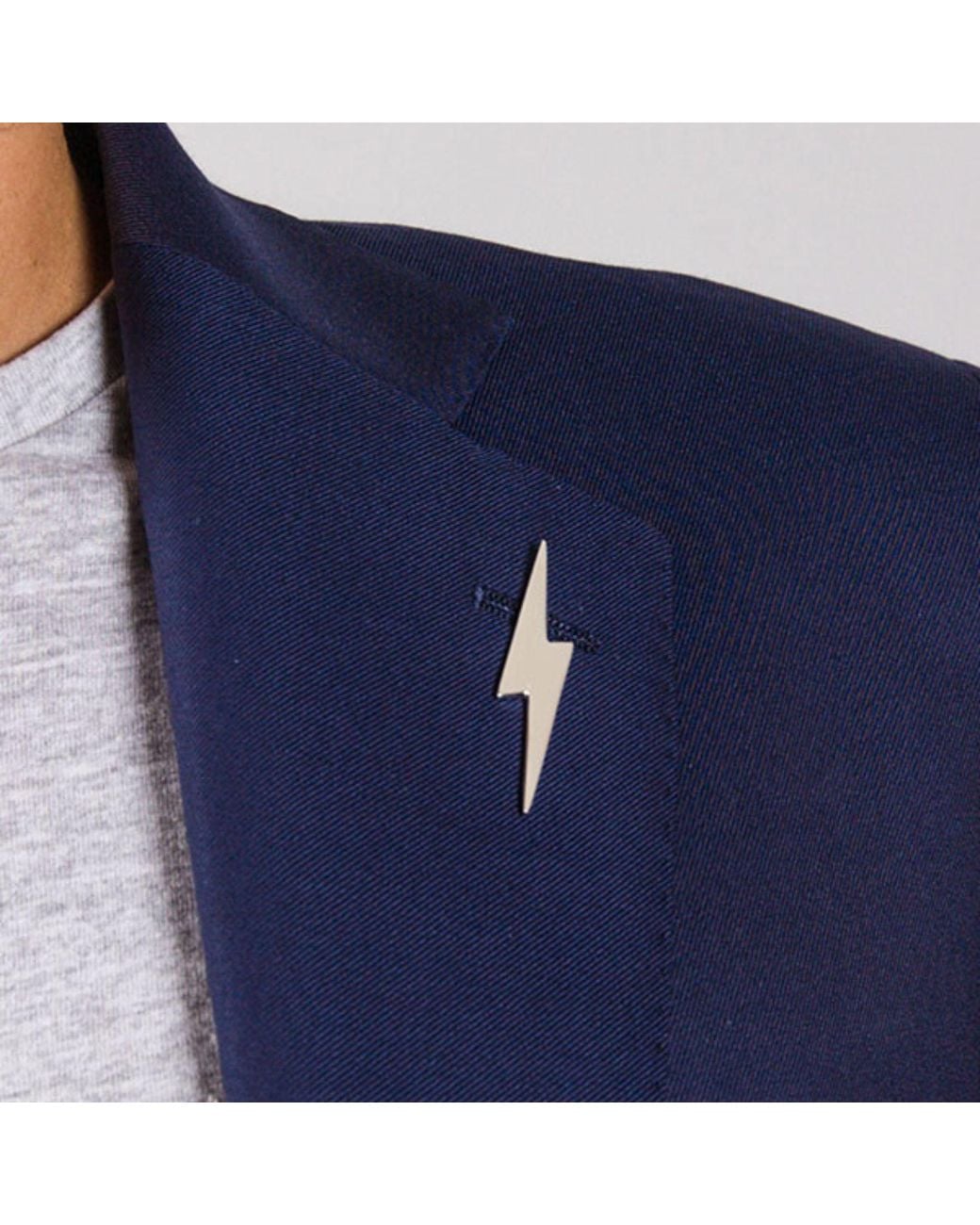 Edge Only Metallic Pointed Lightning Bolt Pin Sterling for men