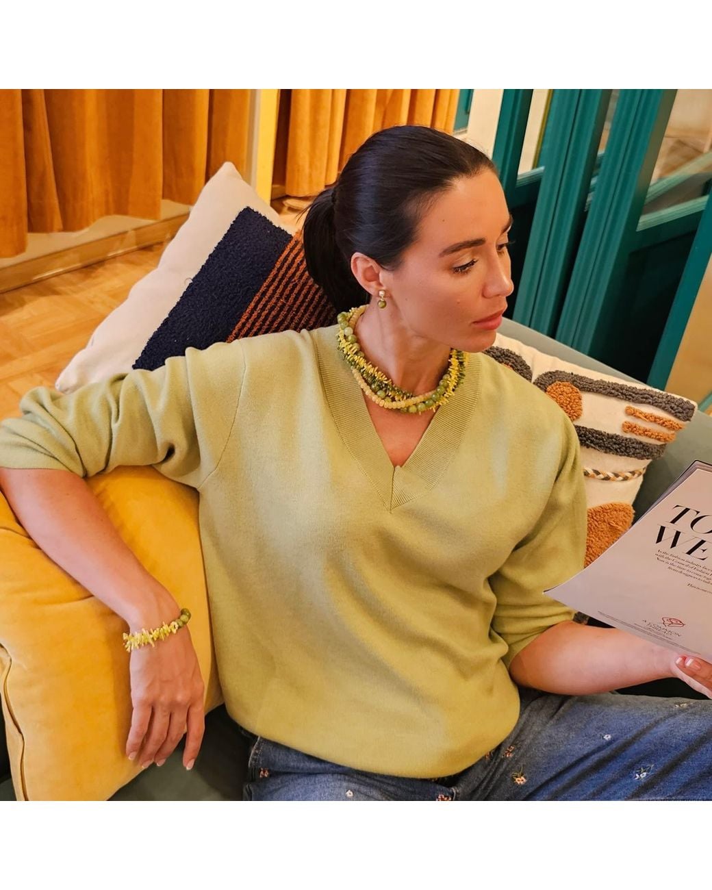 Farra Yellow Artistic And Gemstone Multi-Layer Chunky Necklace