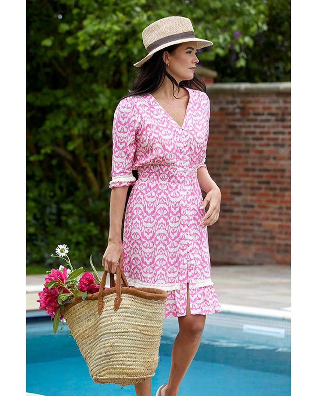 Guinea London Pink Cream Summer Dress