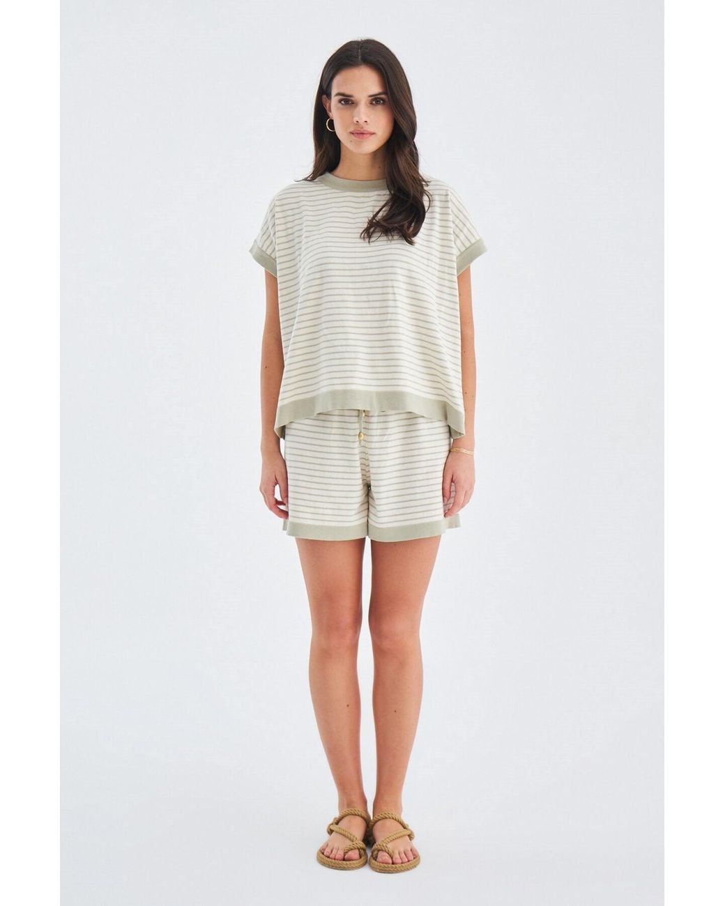 Peraluna Gray Vera Knitted Blouse & Shorts Matching Set