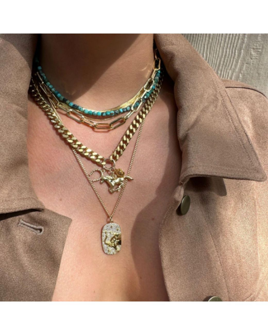 Rachel Nathan Metallic Rodeo Curb Necklace