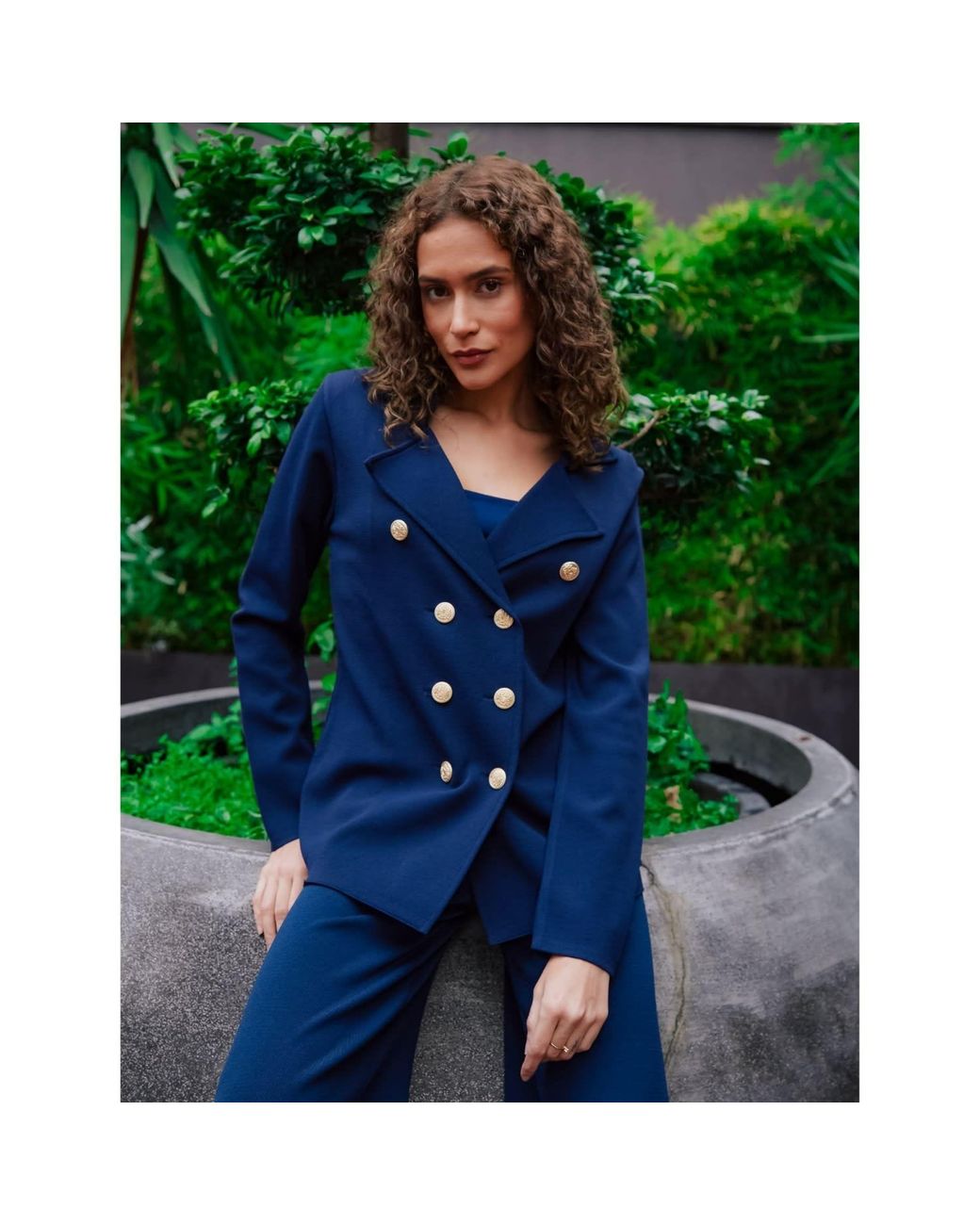 Peraluna Blue Katherine Standard Cut Knit Blazer