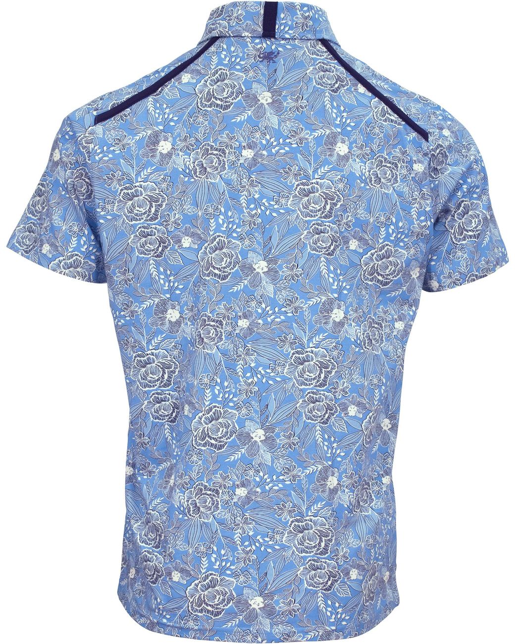 Lords of Harlech Blue Pietro Handcut Floral Polo Shirt for men
