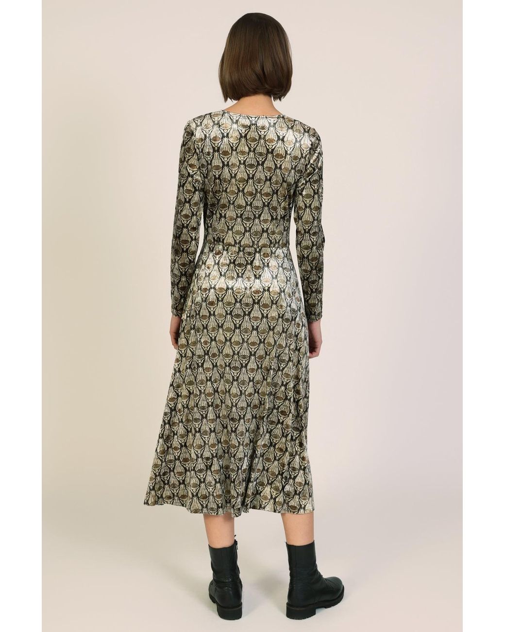 Traffic People Natural Celestial Nights Print Long Sleeve Harper Midi Dress