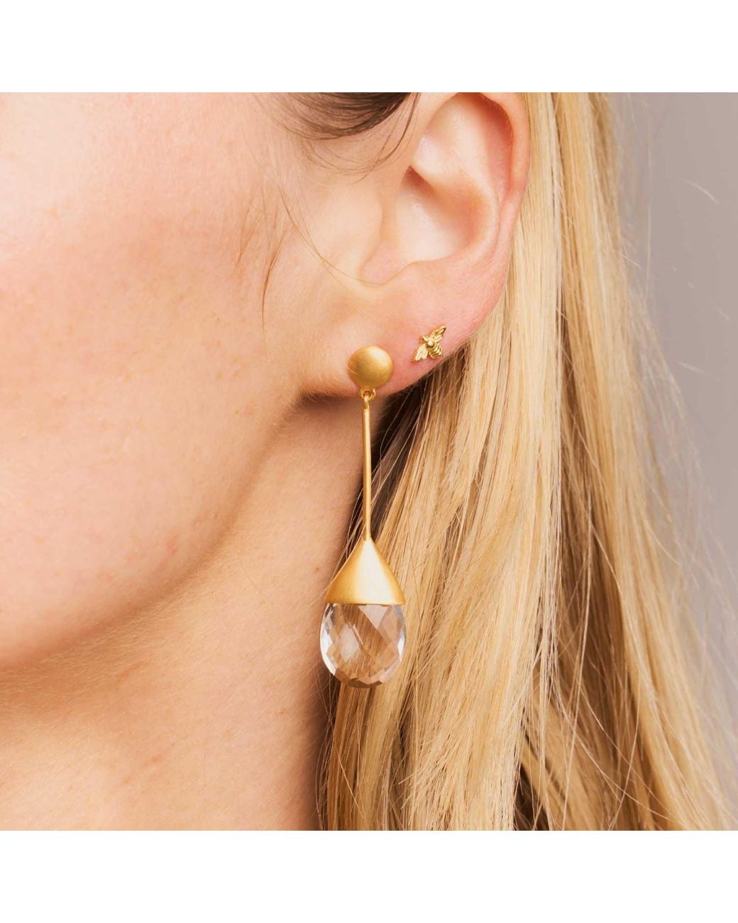Moon London Metallic Icy Neutral Crystals Drop Earrings