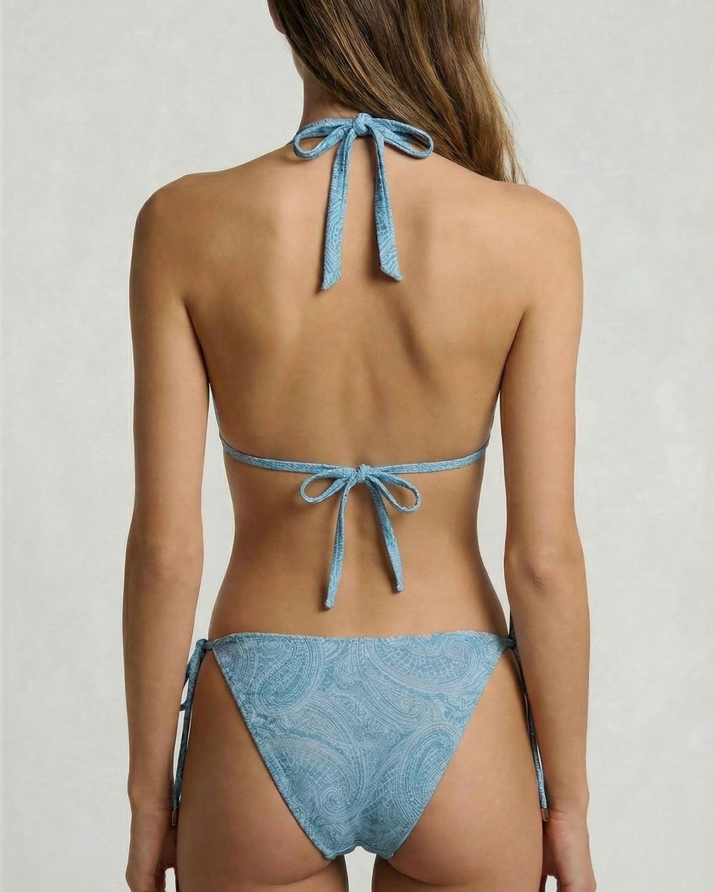 Lords of Harlech Blue Raquel Crochet Paisley Bikini Top