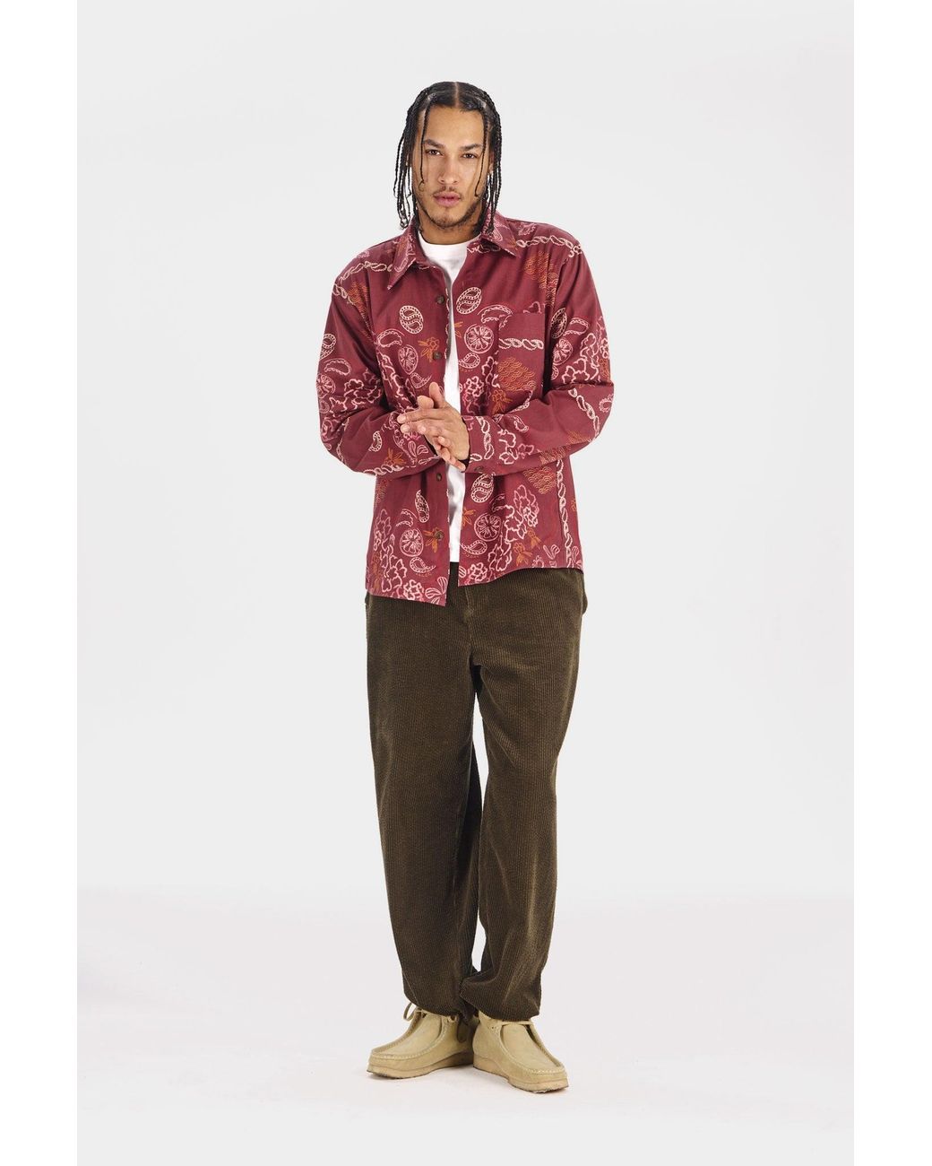 Komodo Green Wayne Organic Cotton Cord Trousers for men