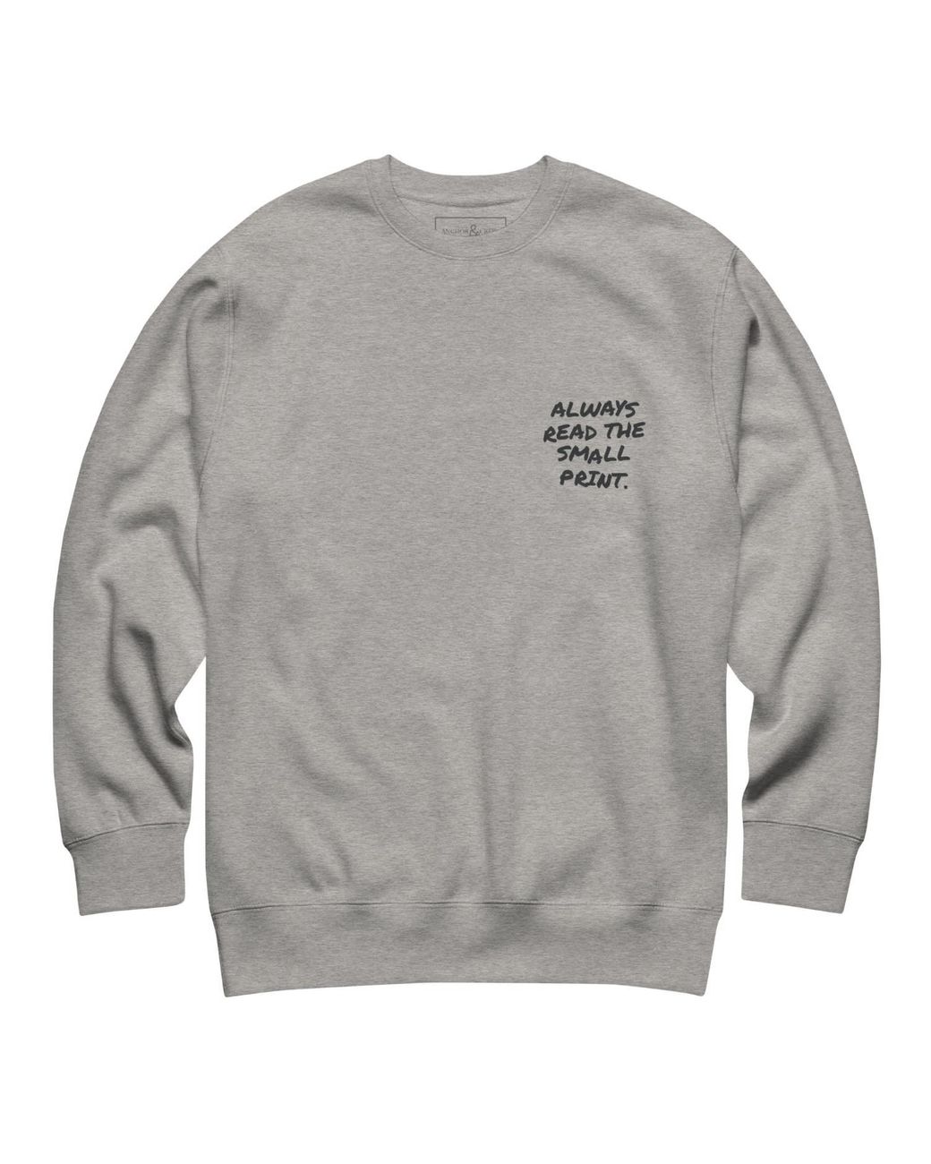 Anchor and Crew Gray Heather Small Print Annotations Organic Cotton Sweatshirt