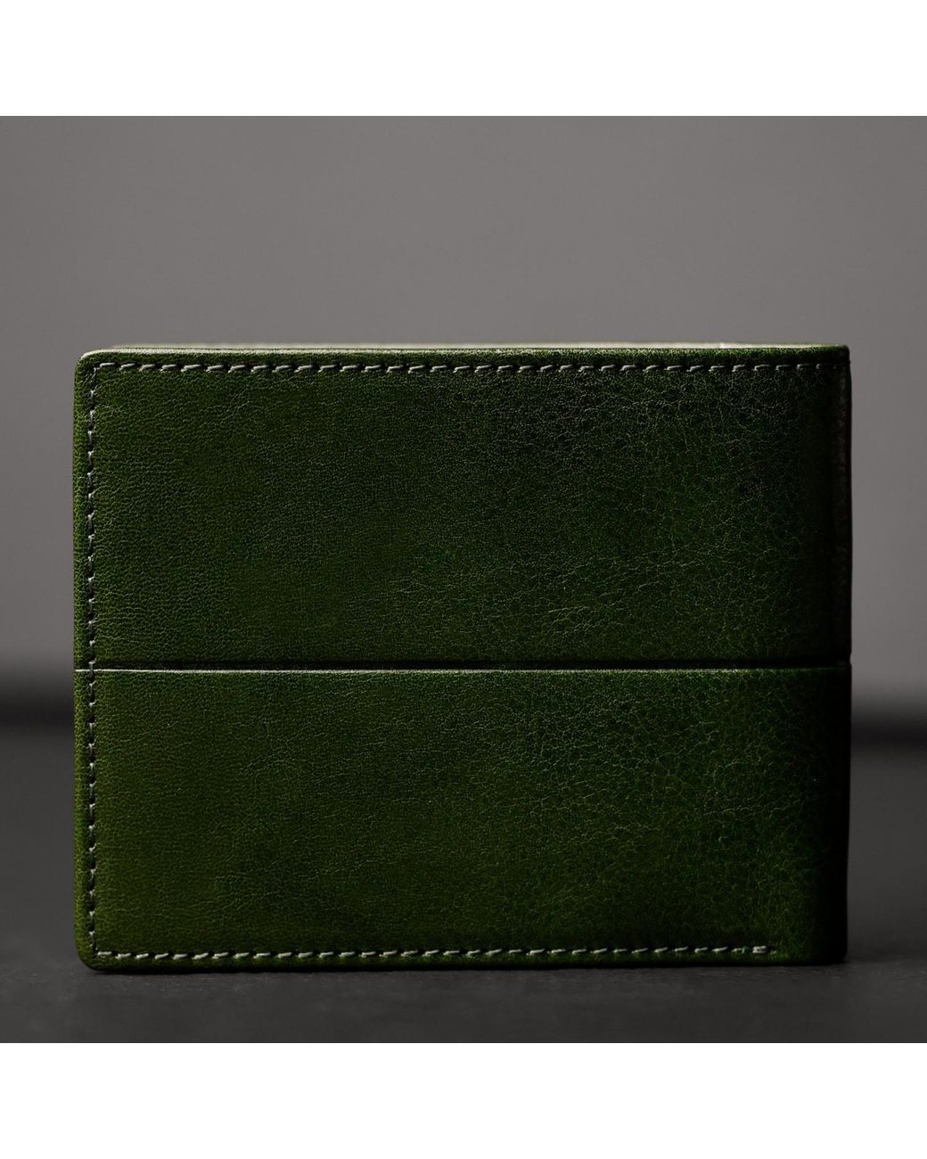 Time Resistance Green Leather Bifold Wallet for men