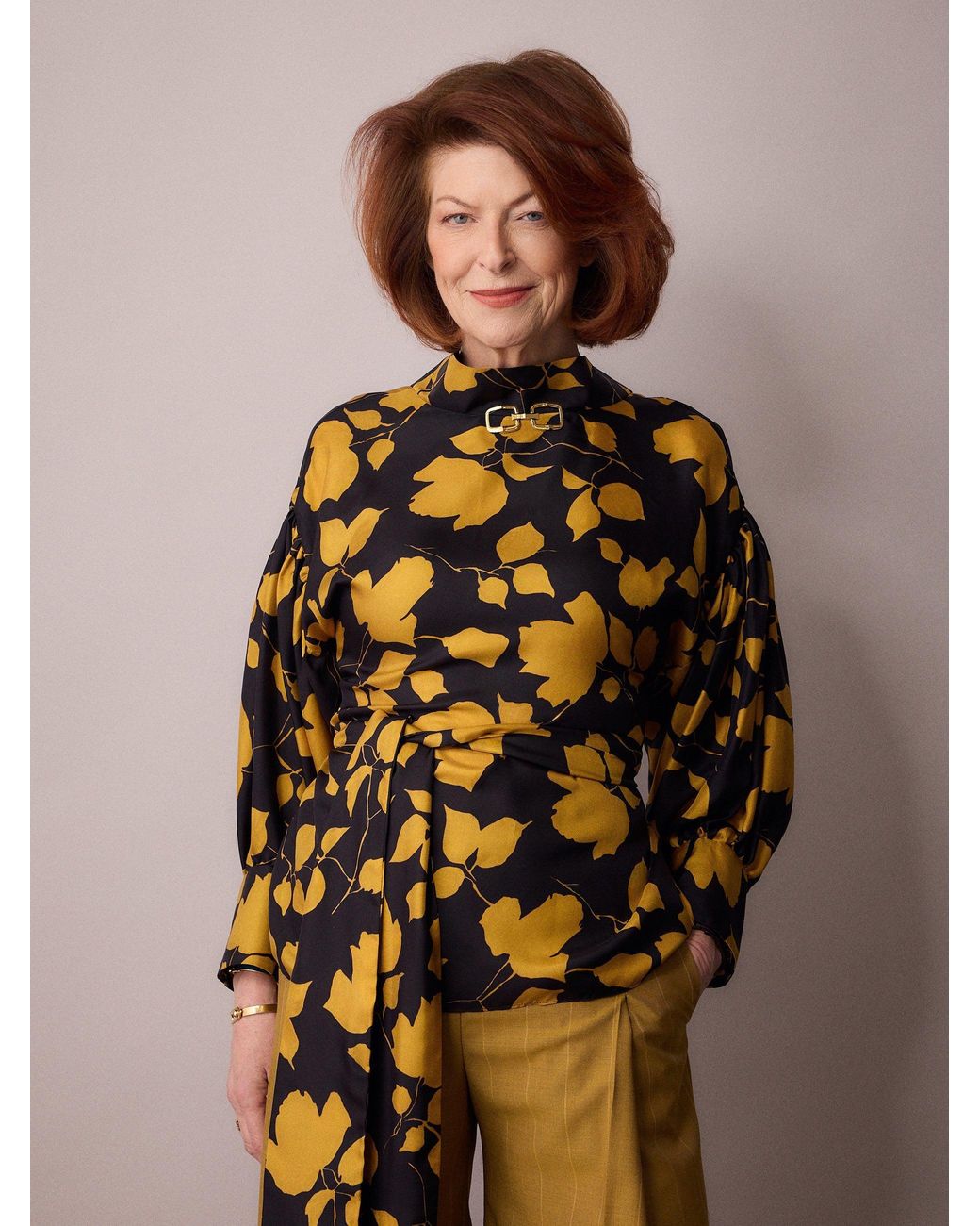 Amanda Thompson Couture Yellow Wren Blouse Silk & Floral