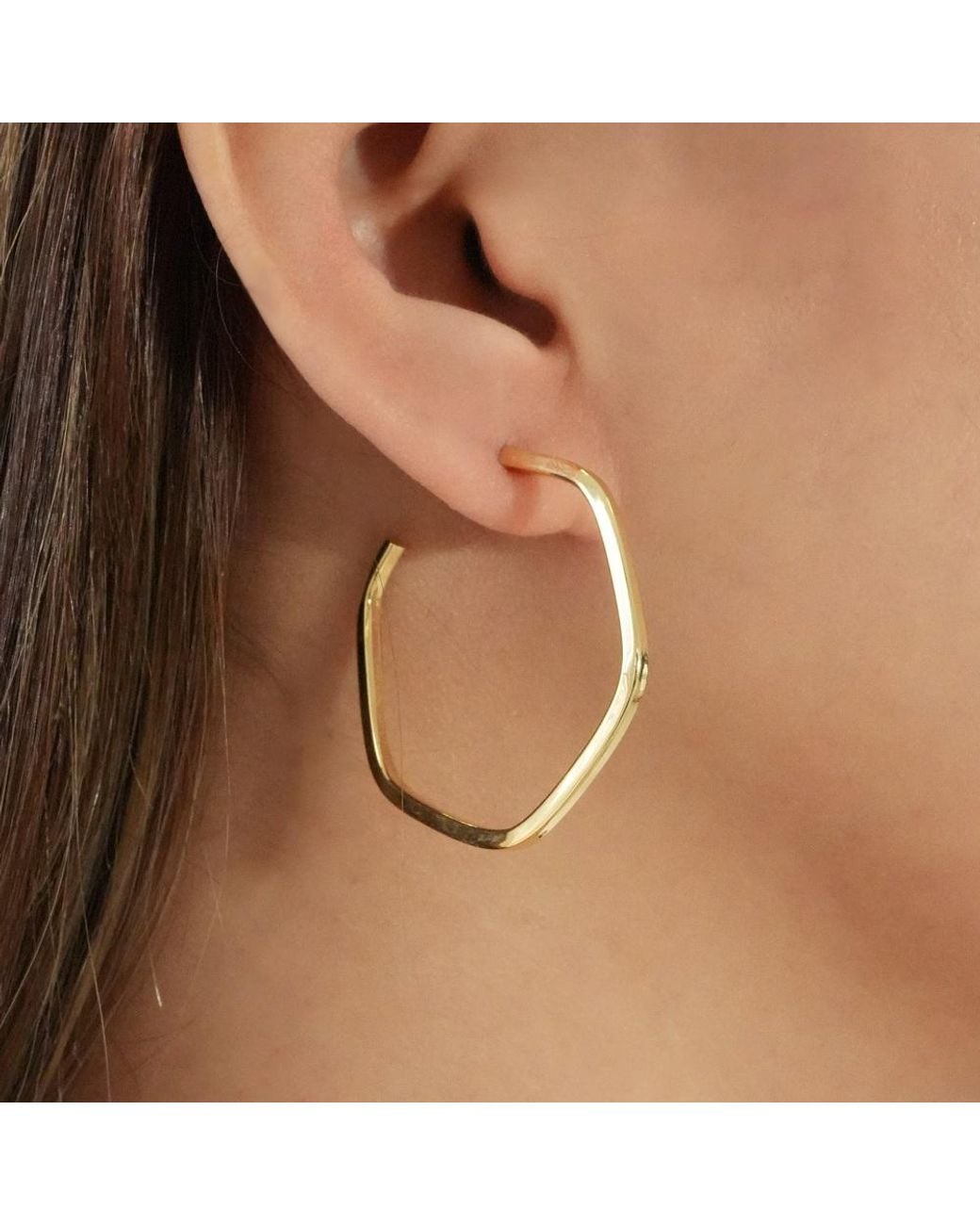 Argento Vivo Metallic The Two-Tone Hexagon Hoop